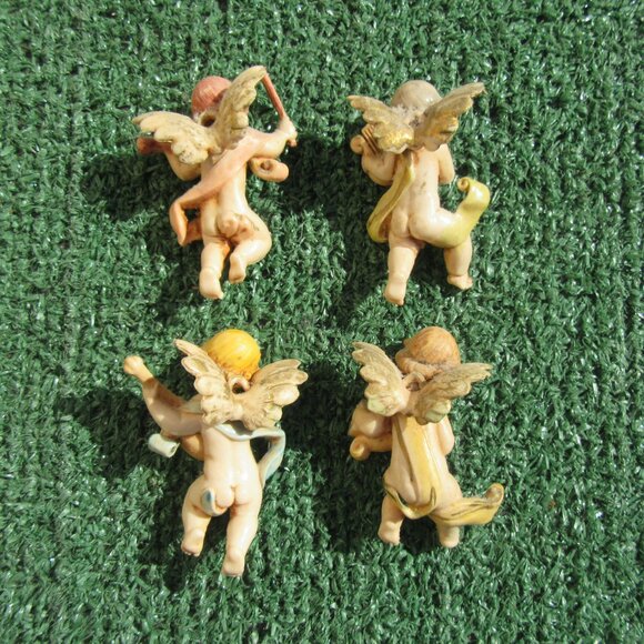 4 Vintage Fontanini Musical Instrument Mini Cherub Angels 1 1/2" Ornaments - Picture 6 of 7